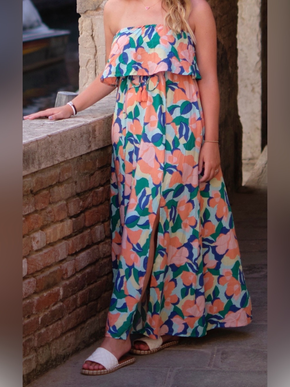 Strapless Maxi Dress with Slit